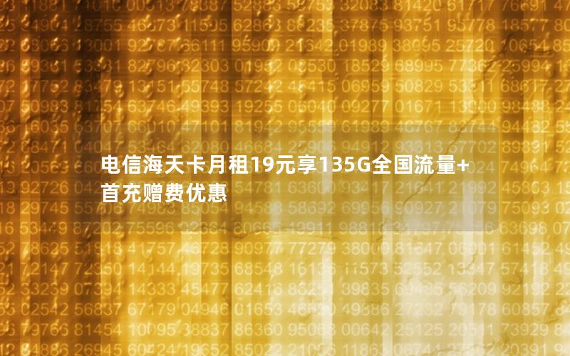 电信海天卡月租19元享135G全国流量+首充赠费优惠