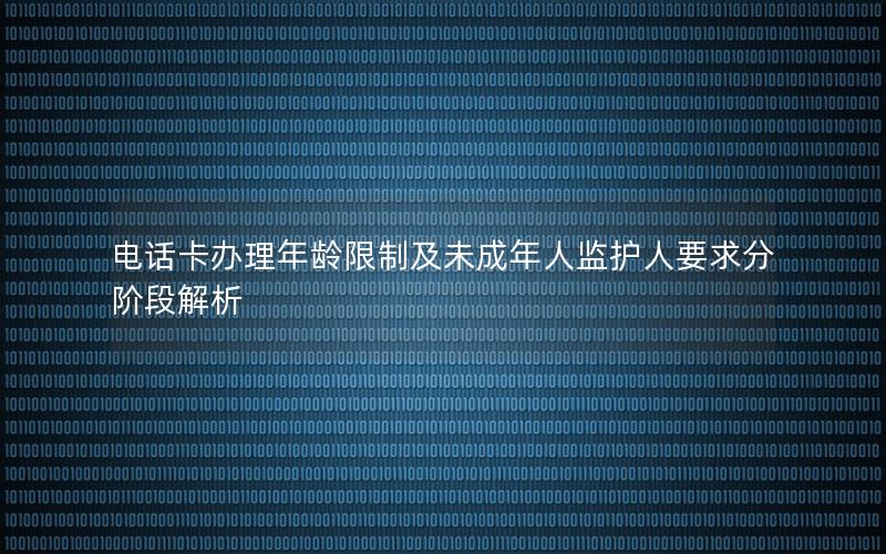 电话卡办理年龄限制及未成年人监护人要求分阶段解析