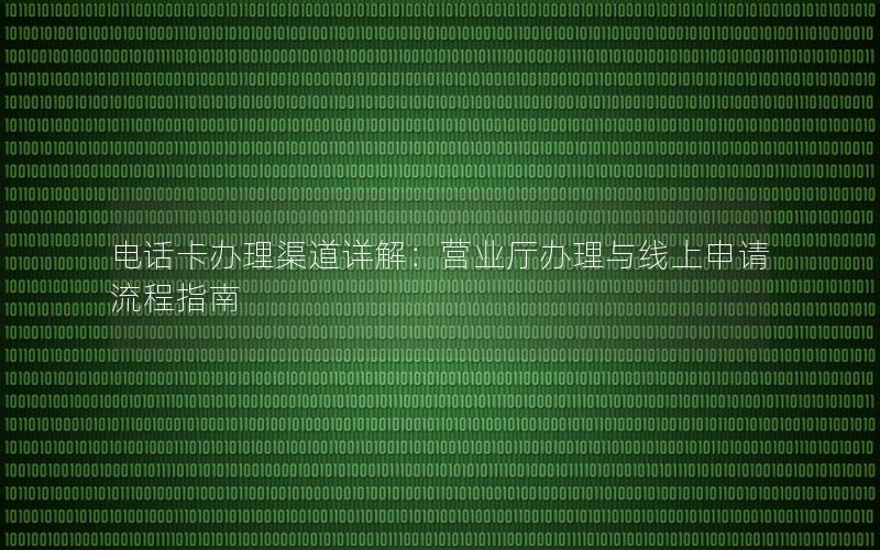 电话卡办理渠道详解：营业厅办理与线上申请流程指南