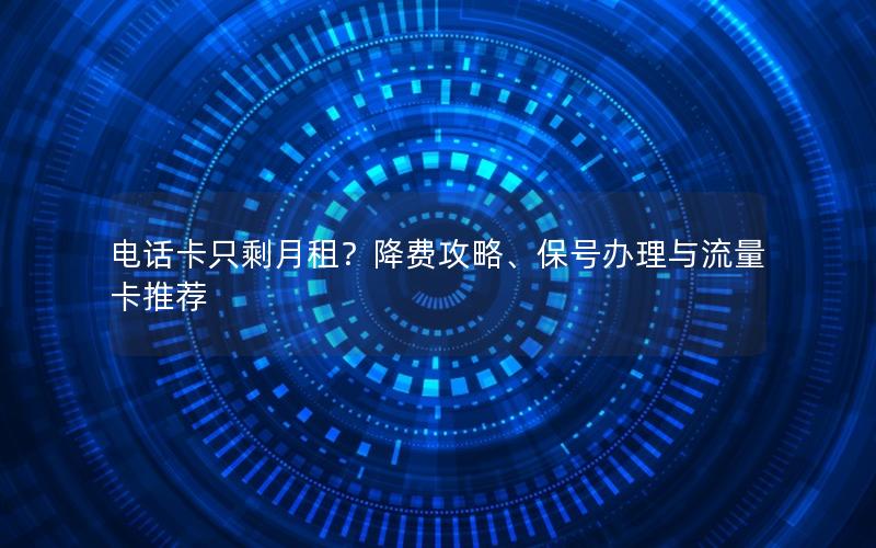电话卡只剩月租？降费攻略、保号办理与流量卡推荐