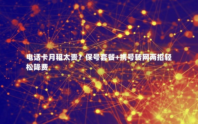 电话卡月租太贵？保号套餐+携号转网两招轻松降费