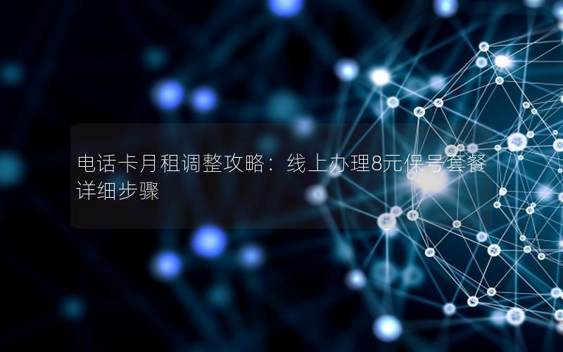 电话卡月租调整攻略：线上办理8元保号套餐详细步骤