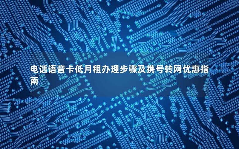 电话语音卡低月租办理步骤及携号转网优惠指南