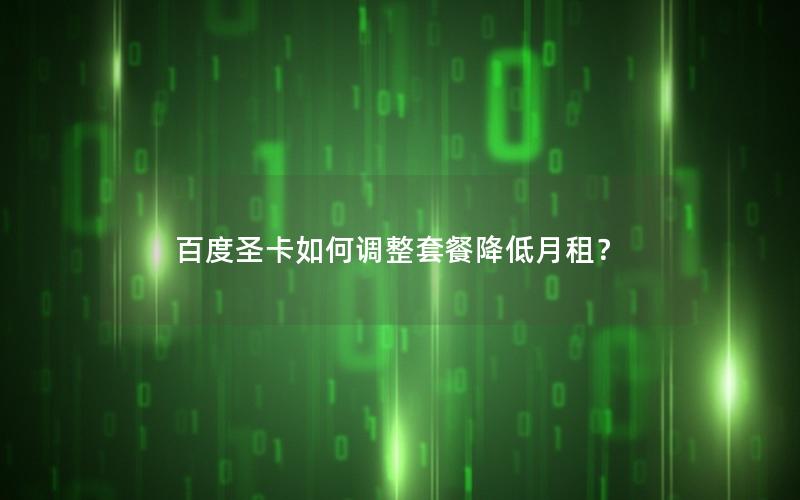 百度圣卡如何调整套餐降低月租？