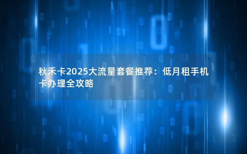 秋禾卡2025大流量套餐推荐：低月租手机卡办理全攻略