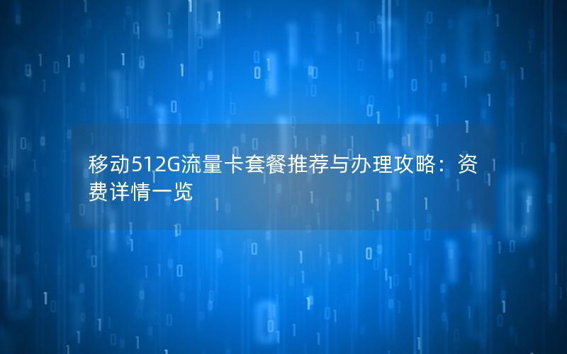 移动512G流量卡套餐推荐与办理攻略：资费详情一览